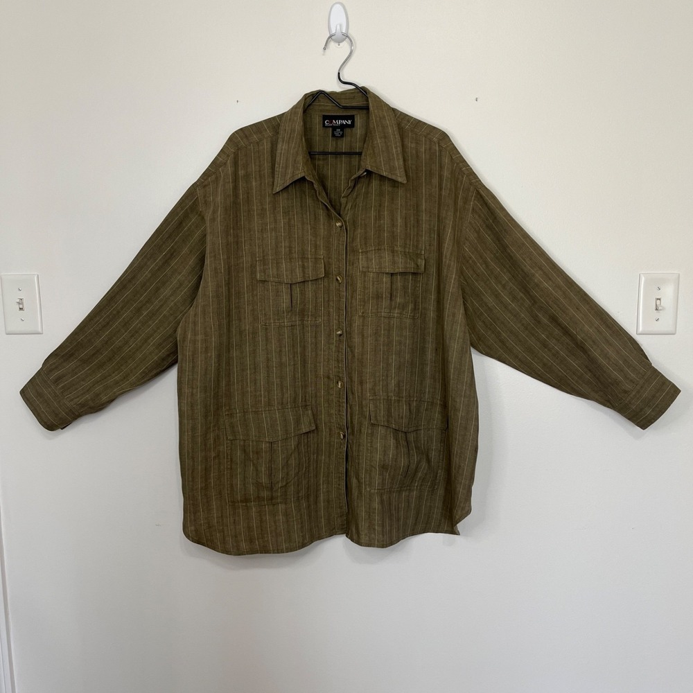 Vintage Company Ellen Tracy Linen Shirt Women's 3X Indie Gorpcore Casual